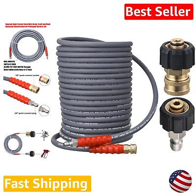 #ad Premium 50 Ft Pressure Washer Hose with M22 14mm Quick Connect Fittings $127.99
