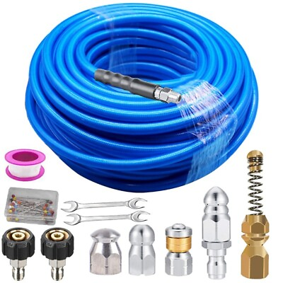 #ad Sewer Jetter Nozzle Kit 1 4quot; NPT 200FT Drain Cleaning Hose For Pressure Washer $89.99