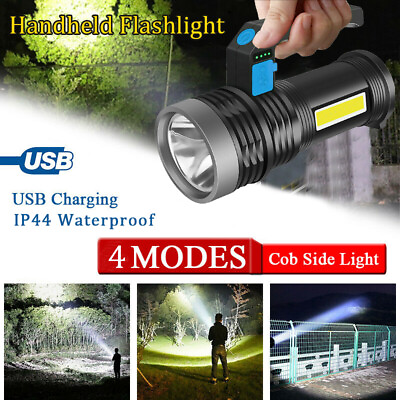 Most Powerful 1200000LM LED 4 Modes Flashlight USB Rechargeable Torch COB Light $9.48