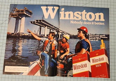 #ad 1982 2 Page Vintage Print Ad Winston Nobody does it better Bridge Building Water $9.95