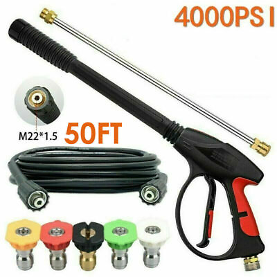 #ad 4000PSI High Pressure Power Washer Spray Gun Wand Lance Nozzle Tips Hose Kit M22 $27.97