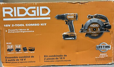 #ad RIDGID R9207 18V 2 Tool Combo Kit Drill Driver Circular Saw Orange $109.95