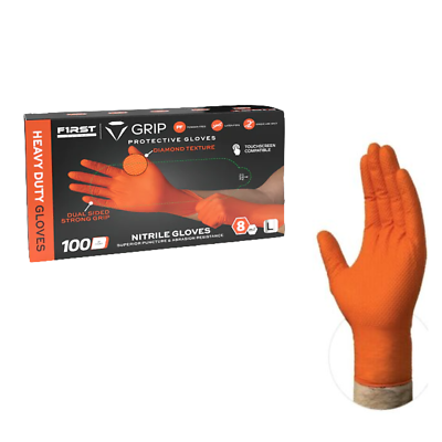 #ad #ad First Glove Grip Orange Nitrile Disposable Gloves 8 Mil Raised Diamond Texture $139.99