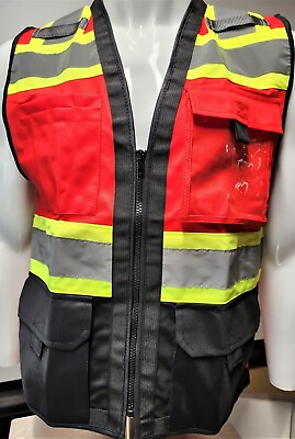 #ad #ad Class 1 High Visibility Reflective Red Blue Black Safety Vest with ID Pocket $15.99