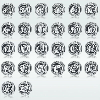 #ad DIY European 925 Sterling Silver Letter Collection Name Letter Charm Beads $6.34
