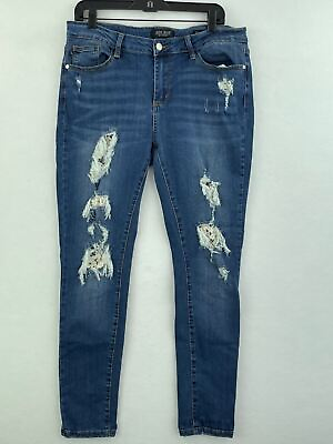 #ad #ad Judy Blue 15 32 Relaxed Skinny Jeans 32x28 Stretch Mid Rise Distressed A50 04 $34.89