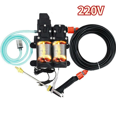 #ad 220V Electric High Pressure Car Wash Washer 12V Kit Water Pump Cleaning Machine $134.65