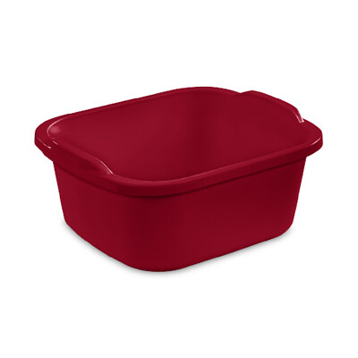 #ad Sterilite Dishpan 12 Quart Plastic Basin Storage Dish Pan 0647 Made in USA Red $12.49