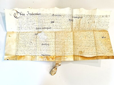 #ad Rare 1685 Large Vellum Handwritten Indenture Manuscript Legal Document Old B2 $199.95