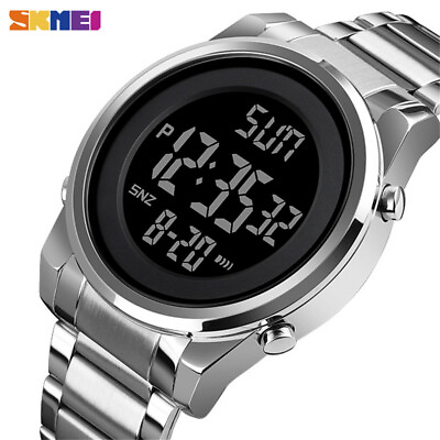 #ad SKMEI Digital Men Watches Steel LED Wristwatch Male Electronic Alarm Watch Gifts $15.23