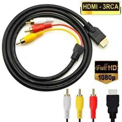 #ad HDTV 1080P HDMI Male To 3 RCA Video Audio AV Component Converter Adapter Cable $3.95
