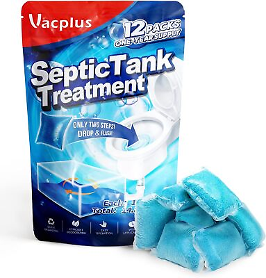 #ad Septic Tank Treatment 12 Pcs for 1 Year Supply Dissolvable Septic Tank Treatmen $13.91