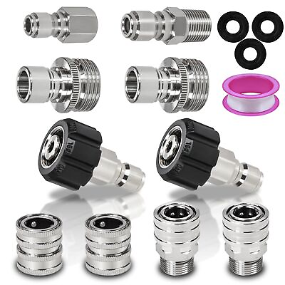 #ad 10Pack Pressure Washer Quick Connect Fittings Stainless Steel Pressure Washe... $45.22