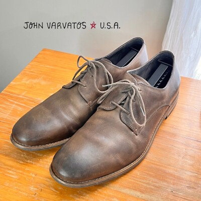 #ad #ad John Varvatos Lace Up Leather Oxford 10.5 Taupe $399 EUC Clean Well Kept $54.99