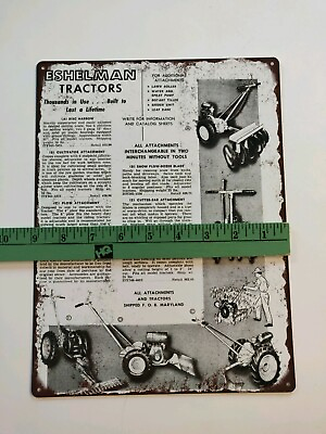 #ad 1953 Eshelman Garden Tractor Power Lawn Mower Metal Sign 9x12quot; A026 $24.95
