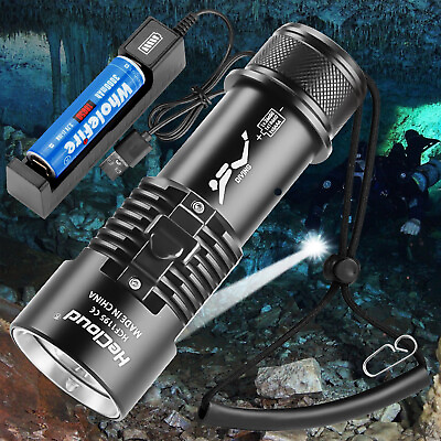 #ad Underwater LED Diving Flashlight 9000lm Waterproof Rechargeable Scuba Torch Lamp $26.98