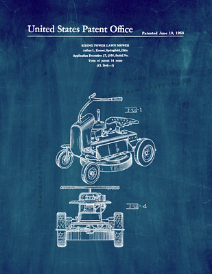 #ad Riding Power Lawn Mower Patent Print Midnight $12.96