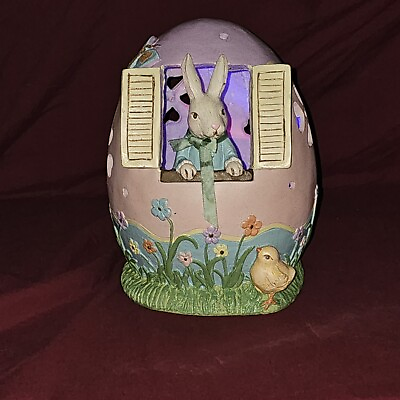 #ad Cracker Barrel Color Changing Illuminated Easter Bunny Egg Lamp Battery Operated $30.00
