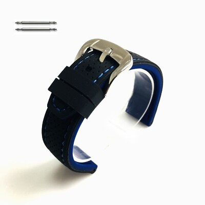 Sport Style Black amp; Blue Stitching Silicone Replacement Watch Band Strap #4407 #ad $14.95