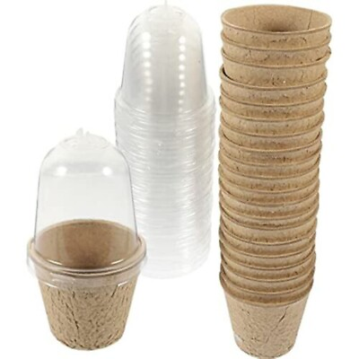 #ad Plant Pots 10pcs Biodegradable For Grow Nursery Plant Pots See through Dome $14.05
