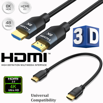 #ad 8K 4K HDMI 2.1 2.0 Cable UHD HDTV Ultra HD High Speed HDMI Cord Multi Pack Lot A $170.99
