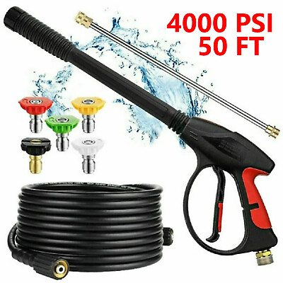#ad 4000PSI High Pressure Car Power Washer Gun Spray Wand Lance Nozzle and Hose Kit $8.54