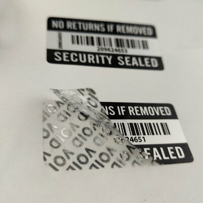 #ad Black Warranty Void Stickers No Returns If Removed Labels 2quot; x 1quot; With Barcode $60.00