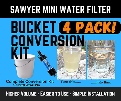 #ad 4 PACK Sawyer Mini Water Filter Bucket Kit Perfect for Survivalists amp; Preppers $34.98