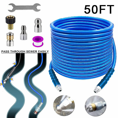 Sewer Jetter Nozzle Kit 1 4quot; NPT 50FT Drain Cleaning Hose For Pressure Washer US $36.19
