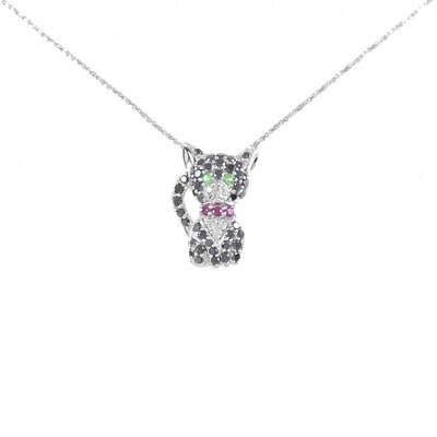 #ad Authentic K18WG Cat Color Stone Necklace #260 006 854 5550 $546.84