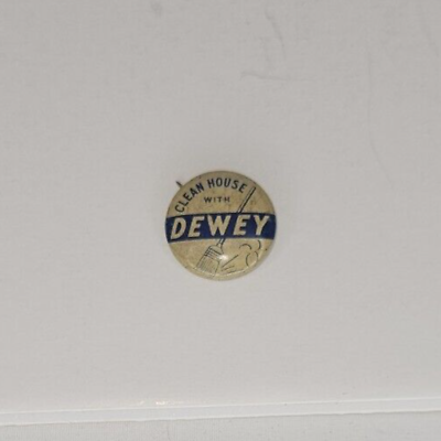 #ad Clean House with Dewey Campaign Button Political Pinback Pin Badge USA 3 4quot; $10.99