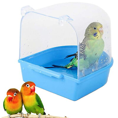 #ad Easy to Clean Tub for Birds Transparent Bird Bath Cage Small Parrot Canary $11.19