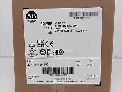 #ad New Factory Sealed AB 22F D4P2N103 PowerFlex 4M 1.5 kW 2 HP AC Drive 22FD4P2N103 $298.00