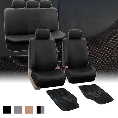 #ad FH Group Black PU Leather Seat Cover and Vinyl Floor Mats $79.99