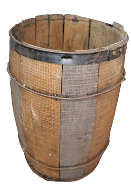 #ad Primitive 1800#x27;s Antique Rustic Wood Keg Wine Barrel Beer Liquor Display $65.00