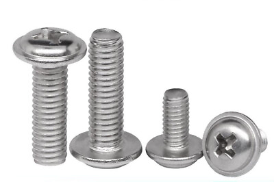 M2 M6 304 Stainless Steel Cross Phillips Pan Round Washer Pad Head Screw Bolt #ad $39.06