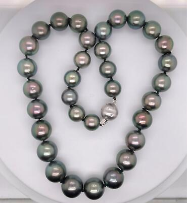 18K White Gold Black South Sea Tahitian Pearl amp; Diamond Necklace 18quot; $3899.00