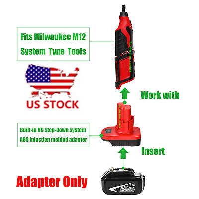 #ad #ad 1 Adaptor Fits Makita 18v LXT Slider Li ion Battery To Milwaukee M12 Series Tool $14.68