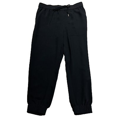 #ad Ann Taylor Women#x27;s Size M Pull On Utility Jogger Pants Black Drawstring Pockets $16.88
