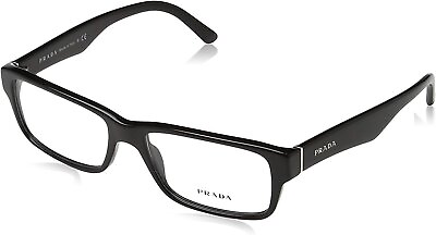 #ad PRADA PR 16MV 1AB1O1 Gloss Black Rectangle 53 mm Men#x27;s Eyeglasses $99.99
