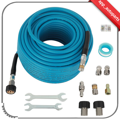 #ad 150FT 1 4quot; M NPT 5800PSI Drain Cleaner Hose Sewer Jetter Kit for Pressure Washer $70.19