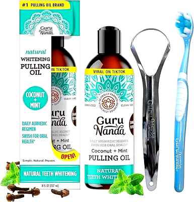#ad Gurunanda Oil Pulling 8 Fl.Oz with Coconut Oil and Peppermint Oil for Oral He $19.17
