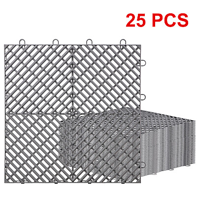 #ad Rubber Tiles Interlocking Garage Floor Tiles 12x12x0.5 Inch 25PCS Deck Tile Gray $46.99