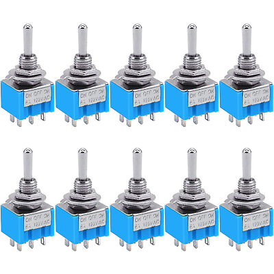 #ad Taiss 10pcs DPDT Mini Toggle Switch 6 Pin 3 Position ON Off ON Miniature Toggle $13.76