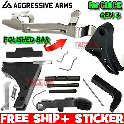 #ad #ad AGGRESSIVE ARMS BLACK STEALTH Trigger W LOWER PARTS KIT for GEN 3 GL0CK 17 amp; 19 $79.00