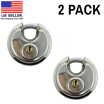 #ad 2 Pcs 70mm Stainless Steel Armor for Trailer Round Padlock with Shielded Shackle $13.49