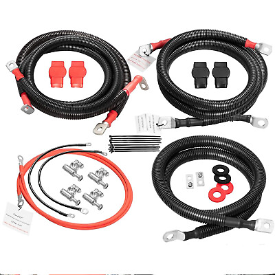 #ad 7.3L Powerstroke Battery Cables Kit for 1999 2003 Ford Superduty F250 90 Degree $373.68