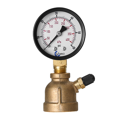 #ad Gas Test Pressure Gauge 60 Pound 60 PSI 400 kPa 3 4” FNPT Brass Bell Shape Body $11.95