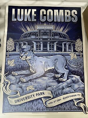 #ad Luke Combs concert poster Beaver Stadium University Park #391 570 $150.00