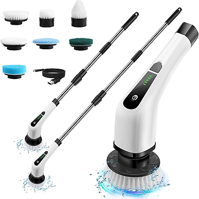 #ad Electric Spin Scrubber Shower Scrubber with 7 Brush Heads Cordless Cleaning Br $61.99